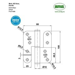 Eņģe 425, 100x88mm, D-labā, misiņota cena un informācija | Durvju stopētāji un citi aksesuāri | 220.lv