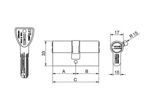 Cilindrs BPS, 40+40=80mm, misiņa цена и информация | Дверные замки | 220.lv