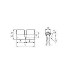 Cilindrs AS6N, 40+40=80mm, niķelēts цена и информация | Дверные замки | 220.lv