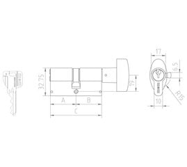 Цилиндр МАS6N, 35В+55=90 мм, никелированный цена и информация | Дверные защелки | 220.lv