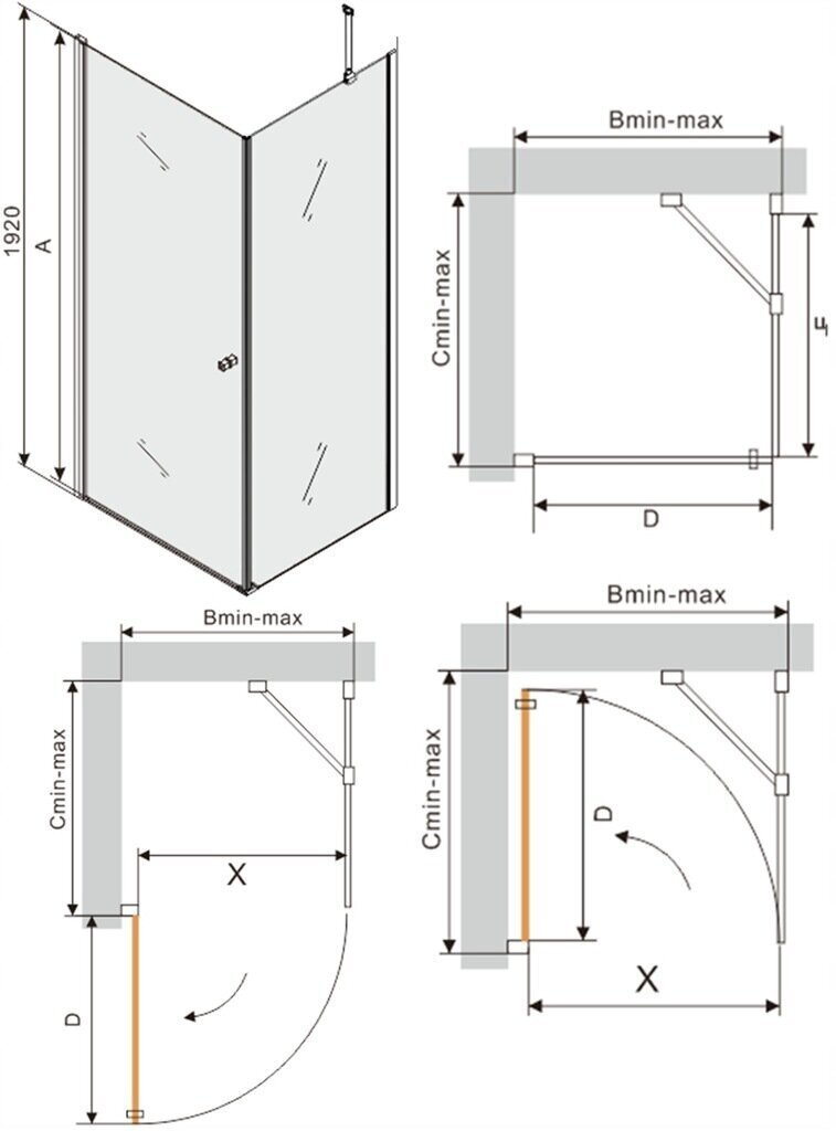 Dušas kabīne Mexen Pretoria ar paliktni un sifonu, 80x70,80,90,100 cm цена и информация | Dušas kabīnes | 220.lv