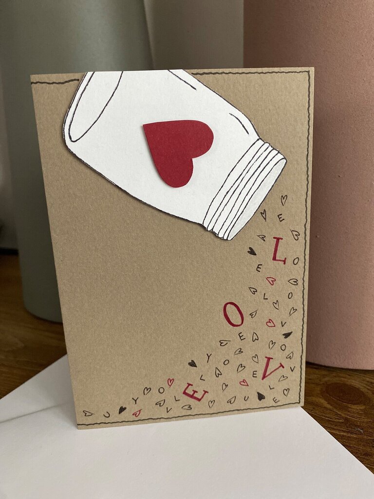 Ar rokām darināta Valentīndienas kartīte Mīlestības burka (1 gab.) cena un informācija | Aploksnes | 220.lv