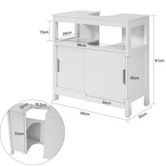 SoBuy Белый шкаф под раковину для ванной комнаты, FRG128-II-W цена и информация | Шкафчики для ванной | 220.lv