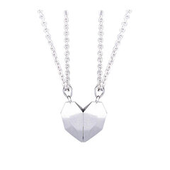 Серебряное ожерелье из двух частей в форме сердца с магнитной застежкой цена и информация | Украшения на шею | 220.lv