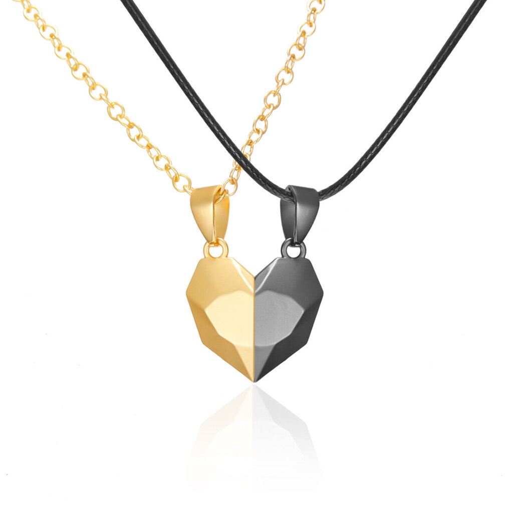 Sirds formas zelta un melna divdaļīga kaklarota ar magnētisku aizdari cena un informācija | Kaklarotas | 220.lv
