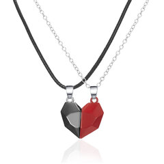 Sirds formas melna un sarkana divdaļīga kaklarota ar magnētisku aizdari цена и информация | Украшения на шею | 220.lv