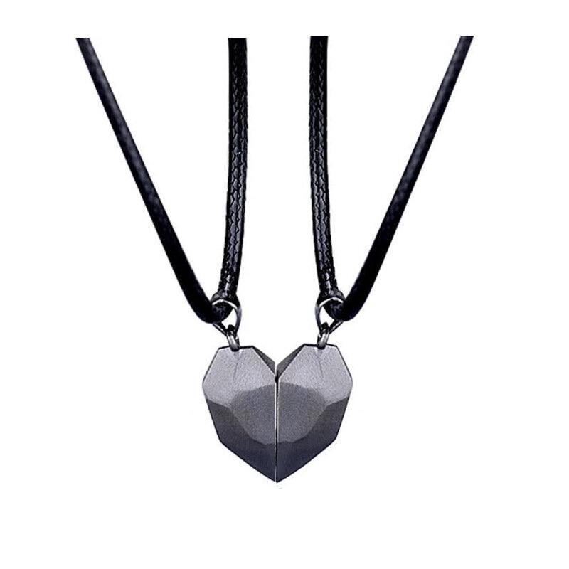 Sirds formas melna divdaļīga kaklarota ar magnētisku aizdari cena un informācija | Kaklarotas | 220.lv