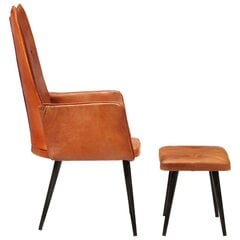 vidaXL atzveltnes krēsls ar kāju balstu, brūna dabīgā āda цена и информация | Кресла в гостиную | 220.lv