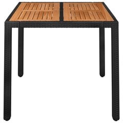 vidaXL dārza galds ar koka virsmu, 90x90x75 cm, melna PE rotangpalma cena un informācija | Dārza galdi | 220.lv