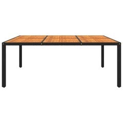 vidaXL dārza galds, 200x150x75 cm, akācijas koks, melna PE rotangpalma kaina ir informacija | Dārza galdi | 220.lv