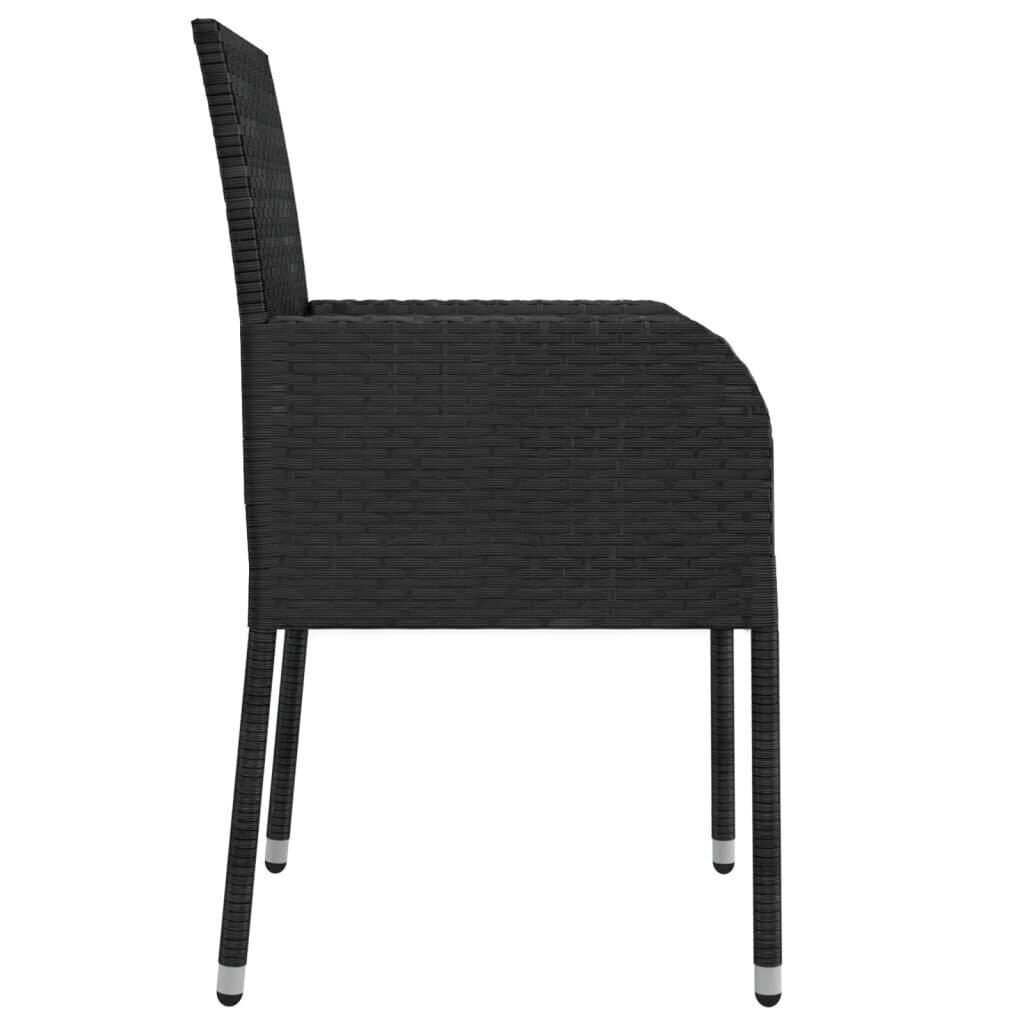 vidaXL dārza krēsli, 2 gab., ar matračiem, PE rotangpalma, melni цена и информация | Dārza krēsli | 220.lv