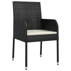 vidaXL dārza krēsli, 4 gab., ar matračiem, PE rotangpalma, melni цена и информация | скамейка со столиком | 220.lv