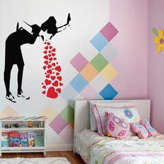 Виниловая наклейка на стену Banksy Love Stick Girl With Hearts Стикер девушка и сердечки Забавный декор интерьера - 120 х 88 см цена и информация | Декоративные наклейки | 220.lv