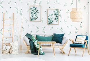 Vinila sienas uzlīmes Green Leaves Olive Branch Botāniskais dekors - 125 gab cena un informācija | Dekoratīvās uzlīmes | 220.lv