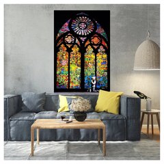 Banksy plakātu baznīcas vitrāžas un lūdzošā zēna plakāts interjera dekorēšanai - 120 x 70 cm cena un informācija | Gleznas | 220.lv
