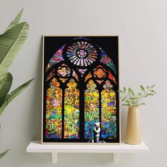 Sienas apdrukāts audekls Baznīcas vitrāžas un Praying Boy interjera dekors - 120 x 80 cm cena un informācija | Gleznas | 220.lv