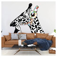 Vinila sienas uzlīme, domājoša žirafe ar austiņām, interjera dekora uzlīme — 200 x 137 cm cena un informācija | Dekoratīvās uzlīmes | 220.lv