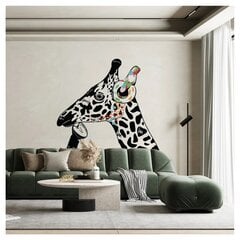 Vinila sienas uzlīme domājoša žirafe ar austiņām ar caurspīdīgu fona interjera dekoru uzlīme — 200 x 137 cm cena un informācija | Dekoratīvās uzlīmes | 220.lv