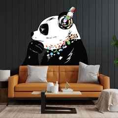 Vinila sienas uzlīme Thinking Panda ar austiņām, interjera dekors - 200 x 137 cm cena un informācija | Dekoratīvās uzlīmes | 220.lv