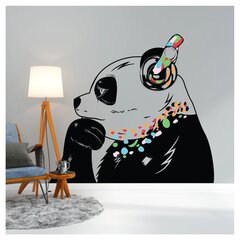 Vinila sienas uzlīme Thinking Panda ar austiņām ar caurspīdīgu fona interjeru — 200 x 137 cm cena un informācija | Dekoratīvās uzlīmes | 220.lv