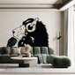 Vinila sienas uzlīme domājoša lauva ar austiņām ar caurspīdīgu fona interjeru — 200 x 137 cm cena un informācija | Dekoratīvās uzlīmes | 220.lv