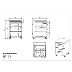 Офисный комод 4239, белый цена и информация | Комоды | 220.lv