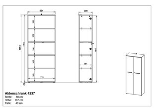 Шкаф 4237, серый цена и информация | Шкафы | 220.lv