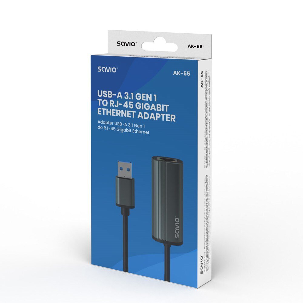 Adapteris Savio USB-A 3.1 Gen 1 - RJ-45 Gigabit Ethernet cena un informācija | Adapteri un USB centrmezgli | 220.lv