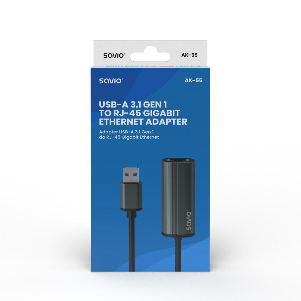 Adapteris Savio USB-A 3.1 Gen 1 - RJ-45 Gigabit Ethernet cena un informācija | Adapteri un USB centrmezgli | 220.lv