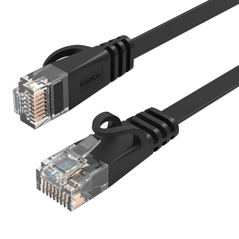 Orico RJ45 Cat.6 Flat Ethernet Network Cable 20m (Black) cena un informācija | Kabeļi un vadi | 220.lv