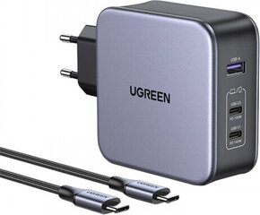 UGREEN Зарядное устройство UGREEN CD289, 2x USB-C, 1x USB-A, GaN, 140 Вт, кабель 2 м (серебристый) цена и информация | Зарядные устройства для телефонов | 220.lv