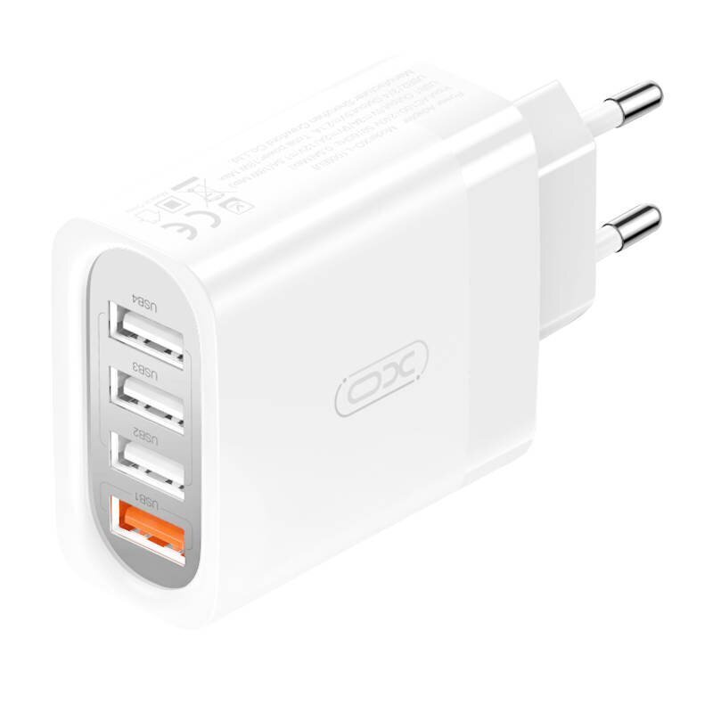 Wall Charger XO L100 USB QC 3.0 + 3x USB 2.4A (white) цена и информация | Lādētāji un adapteri | 220.lv