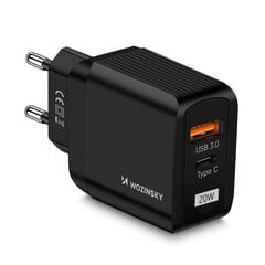 Wozinsky USB charger with 2 ports (USB, USB C) 20 W black cena un informācija | Lādētāji un adapteri | 220.lv
