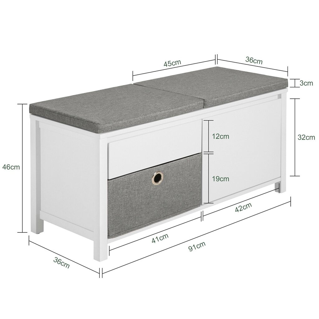 Apavu skapītis SoBuy FSR101-W, balts/pelēks cena un informācija | Apavu skapji, apavu plaukti, priekšnama soliņi | 220.lv