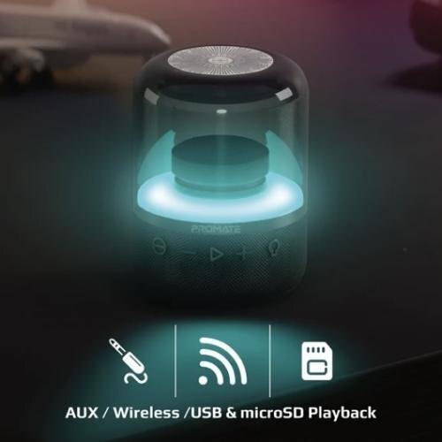 PROMATE Glitz LumiSound® 360° Surround Portatīvais Bluetooth skaļrunis cena un informācija | Skaļruņi | 220.lv