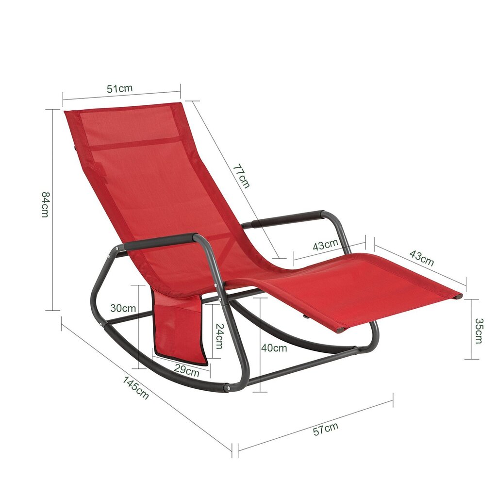 Zvilnis SoBuy OGS47-R, sarkans cena un informācija | Sauļošanās krēsli | 220.lv