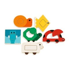 Koka puzle Djeco Dzīvnieki, DJ06216, 12d. cena un informācija | Rotaļlietas zīdaiņiem | 220.lv
