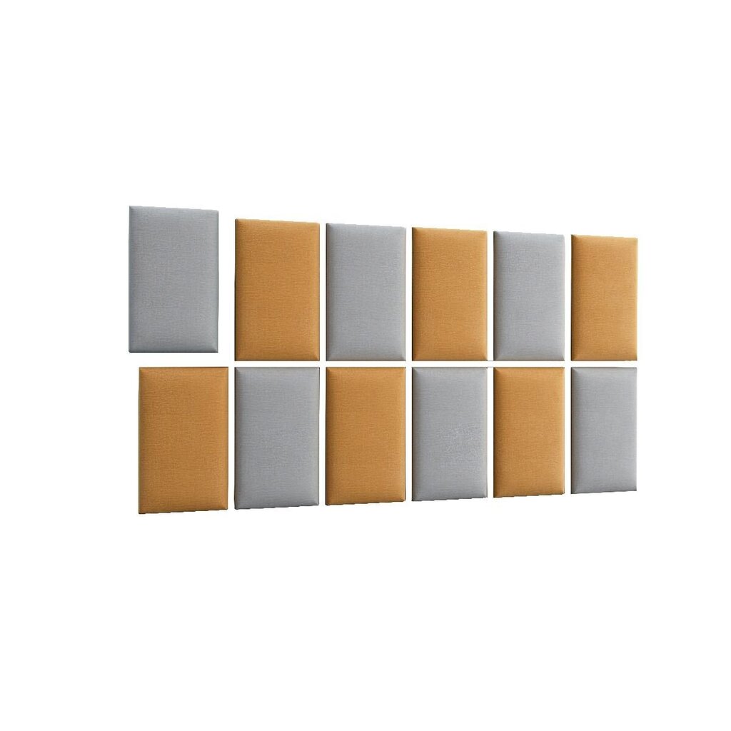 Mīksto sienu plākšņu komplekts NORE Quadratta Monolith 48/84, dzeltens/pelēks cena un informācija | Mīkstie sienas paneļi | 220.lv