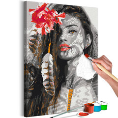 DIY glezna uz audekla - Woman With Feather cena un informācija | Gleznas pēc numuriem | 220.lv