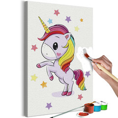 DIY glezna uz audekla - Rainbow Unicorn cena un informācija | Gleznas pēc numuriem | 220.lv