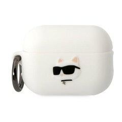 Беспроводные наушники Karl Lagerfeld 3D Logo NFT Choupette TPU Case for Airpods 1|2 White цена и информация | Аксессуары для наушников | 220.lv