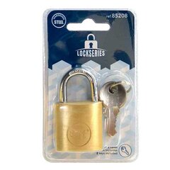 Piekaramā atslēga ar slēdzeni EDM Misiņš normāls (3 x 1,7 cm) cena un informācija | Durvju slēdzenes | 220.lv