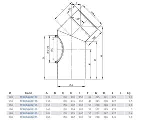 Угол для черного дымохода D150/45, с  ривизией цена и информация | Принадлежности для отопительного оборудования | 220.lv