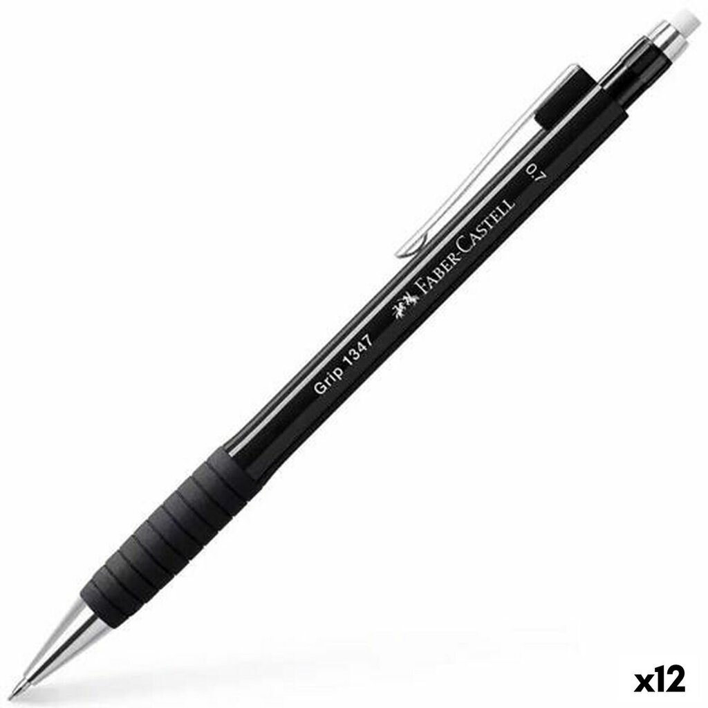 Zīmuļu Serdeņu Turētājs Faber-Castell Grip 1347 Melns 0,7 mm (12 gb.) cena un informācija | Kancelejas preces | 220.lv