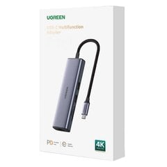 UGREEN Адаптер концентратора UGREEN, USB-C на 2x USB 3.0, HDMI, RJ45, SD/TF цена и информация | Адаптеры и USB разветвители | 220.lv