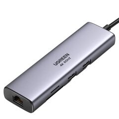 UGREEN Адаптер концентратора UGREEN, USB-C на 2x USB 3.0, HDMI, RJ45, SD/TF цена и информация | Адаптеры и USB разветвители | 220.lv