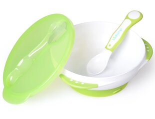 Мисочка Kidsme Suction Bowl Art.9832 Lime с ложечкой и крышкой цена и информация | Детская посуда, контейнеры для молока и еды | 220.lv