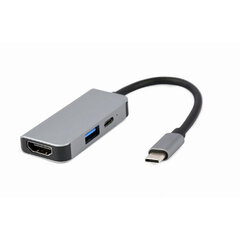 Dokstacija Gembird USB Type-C 3-in-1 Silver cena un informācija | Adapteri un USB centrmezgli | 220.lv
