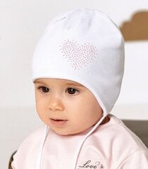 AJS детская шапка 346008 01, белый/розовый 346008*01-40/42 цена и информация | Шапки, перчатки, шарфы для девочек | 220.lv