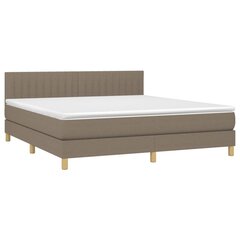 vidaXL atsperu gulta ar matraci, LED, pelēkbrūns audums, 180x200 cm cena un informācija | Gultas | 220.lv